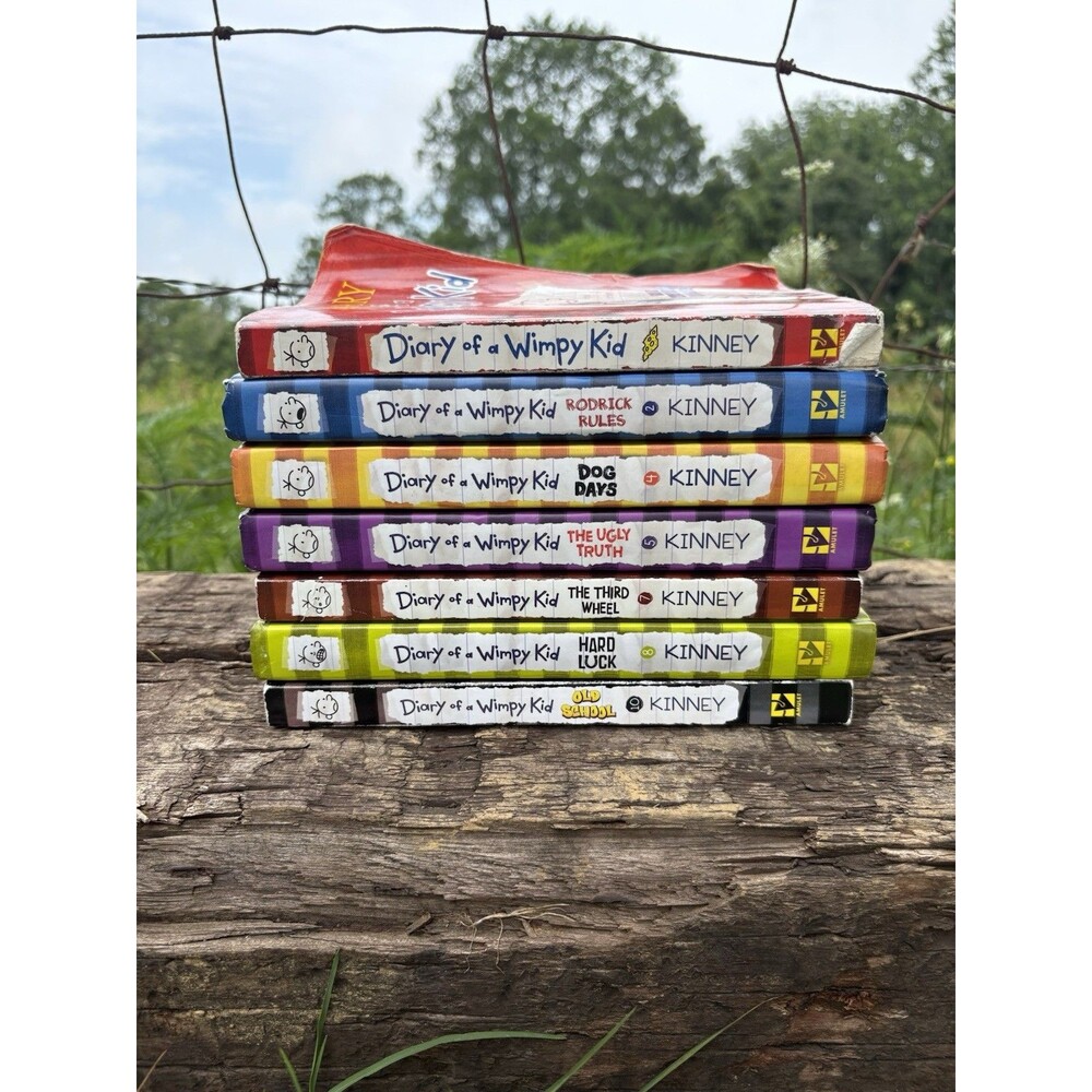 Diary of a Wimpy Kid Book Lot 7 Books Jeff Kinney HC PB Rodrick Rules Dog Days